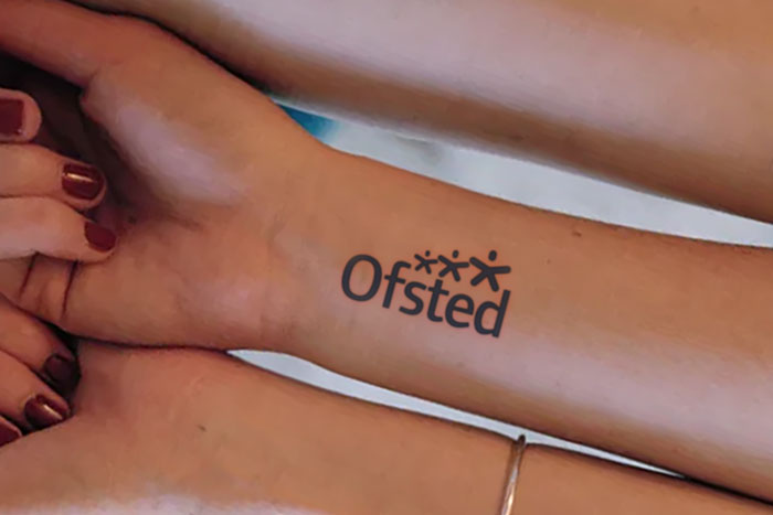 A tattoo showing the Ofsted logo